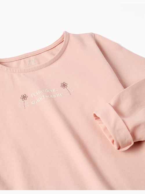 Camiseta de manga larga de algodón con estampado y dobladillo con volantes - Kiabi Camiseta de manga larga de algodón con estampado y dobladillo con volantes - Kiabi