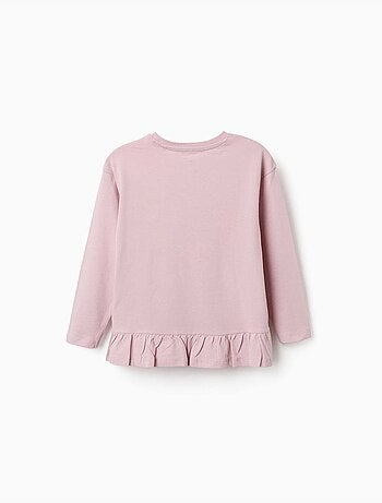 Camiseta de manga larga de algodón con estampado y volantes