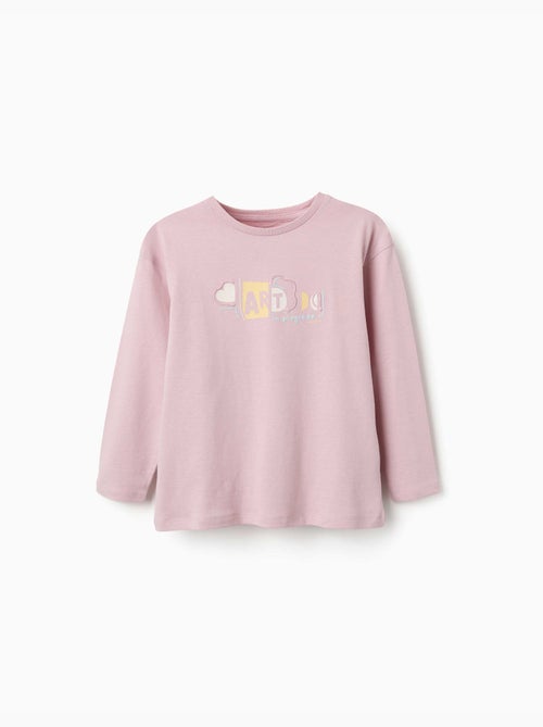 Camiseta de manga larga de algodón con estampado y volantes - Kiabi Camiseta de manga larga de algodón con estampado y volantes - Kiabi