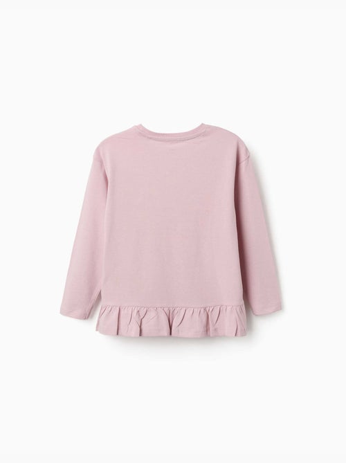 Camiseta de manga larga de algodón con estampado y volantes - Kiabi Camiseta de manga larga de algodón con estampado y volantes - Kiabi