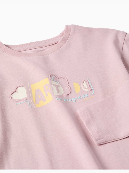 Camiseta de manga larga de algodón con estampado y volantes - Kiabi Camiseta de manga larga de algodón con estampado y volantes - Kiabi