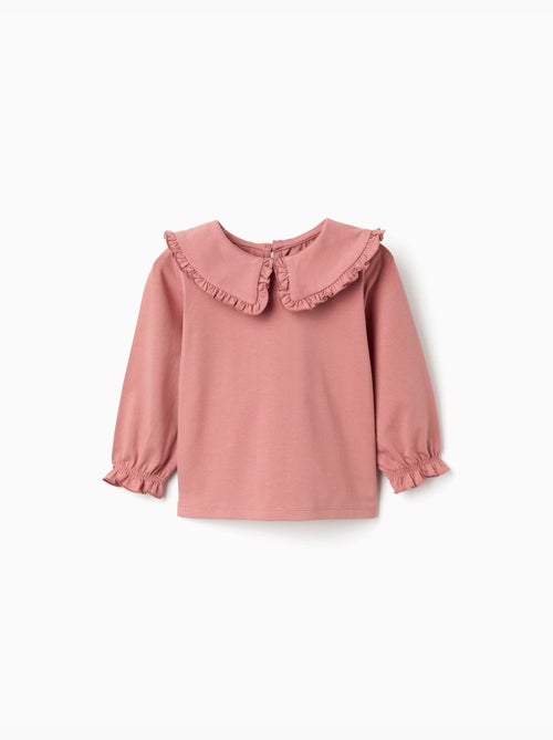 Camiseta de manga larga de algodón con volantes - Kiabi