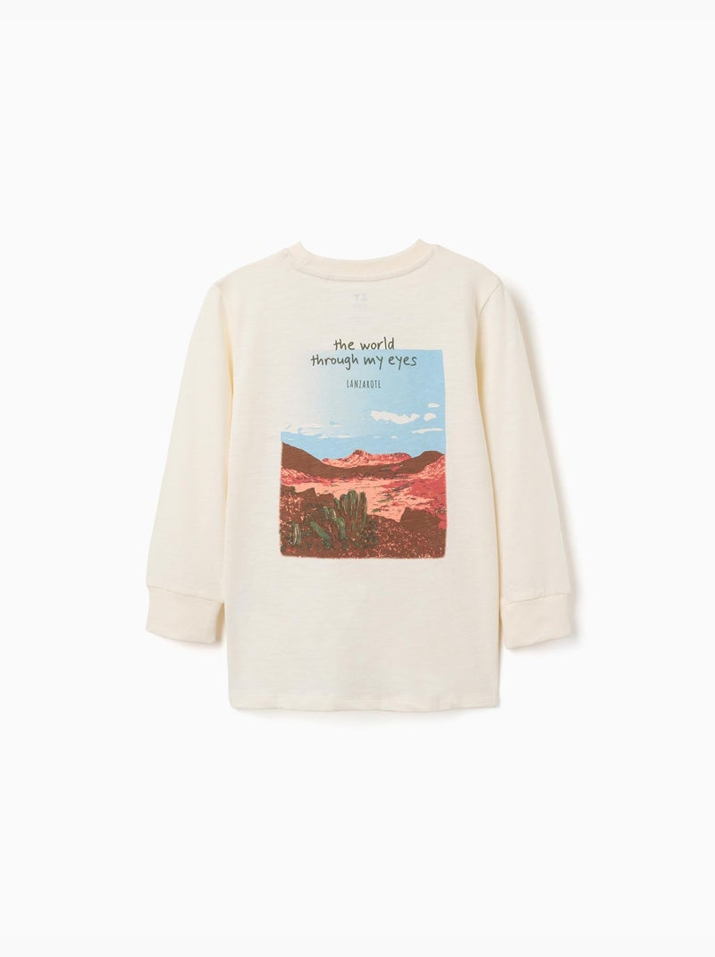 Camiseta de manga larga de algodón Lanzarote Beige claro - Kiabi