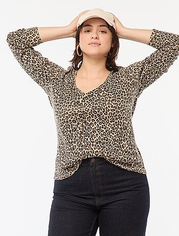 Camiseta de manga larga de canalé