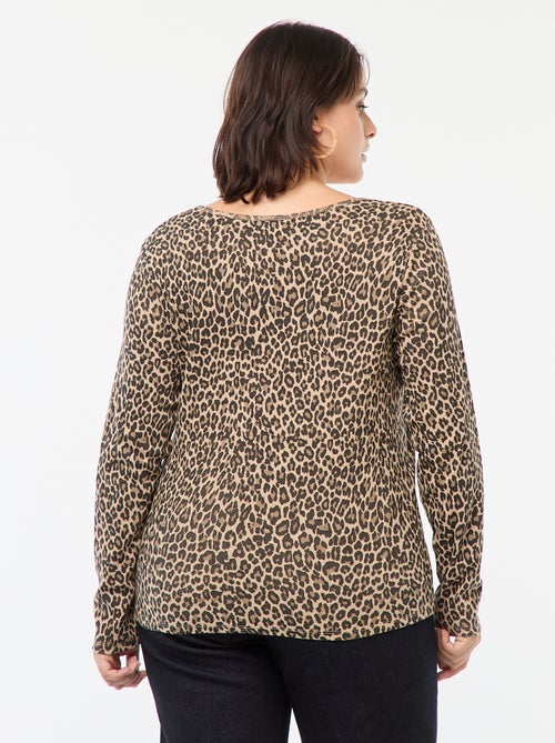 Camiseta de manga larga de canalé - Kiabi