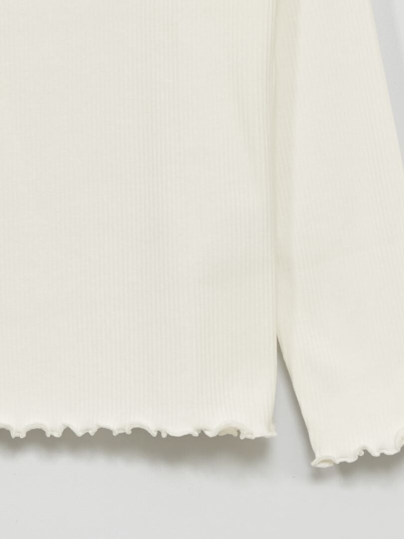 Camiseta de manga larga de canalé Blanco - Kiabi