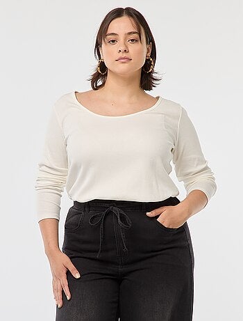 Camiseta de manga larga de canalé