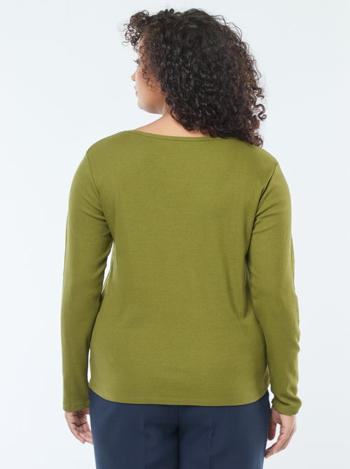 Camiseta de manga larga de canalé - Kiabi