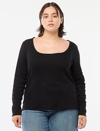 Camiseta de manga larga de canalé
