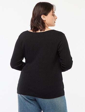 Camiseta de manga larga de canalé