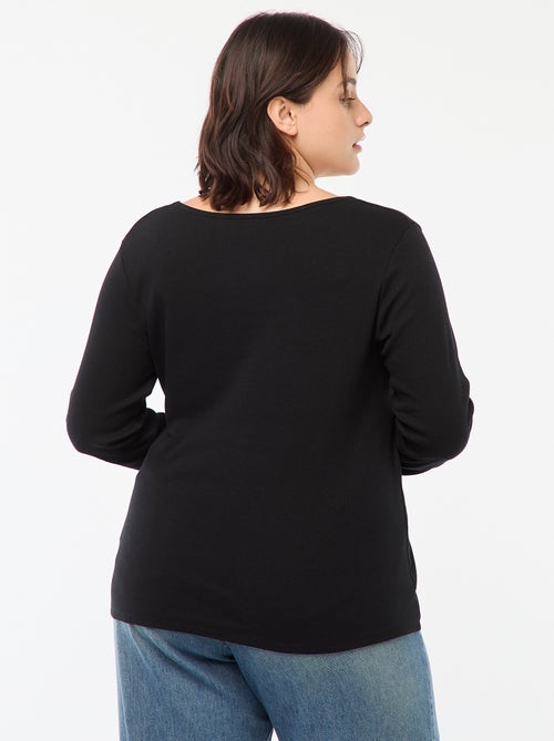 Camiseta de manga larga de canalé - Kiabi