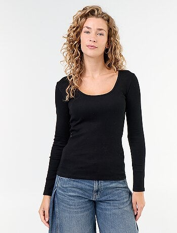 Camiseta de manga larga de canalé