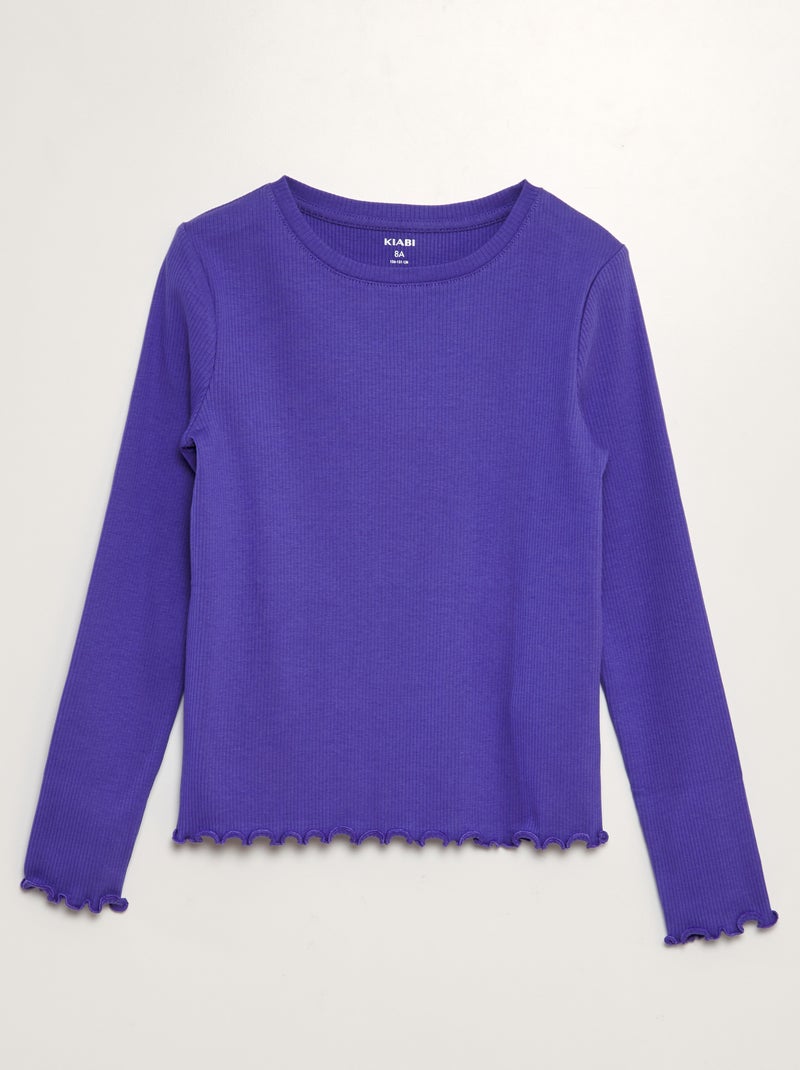 Camiseta de manga larga de canalé PURPURA - Kiabi