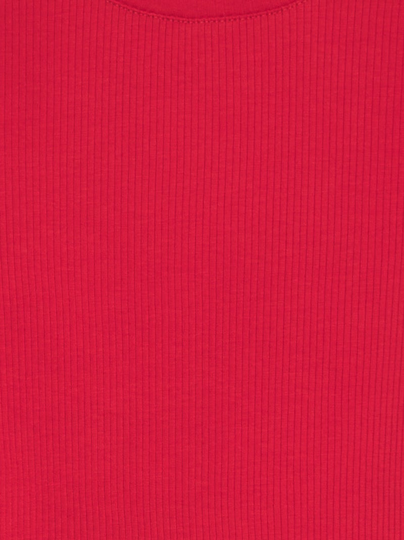 Camiseta de manga larga de canalé ROJO - Kiabi