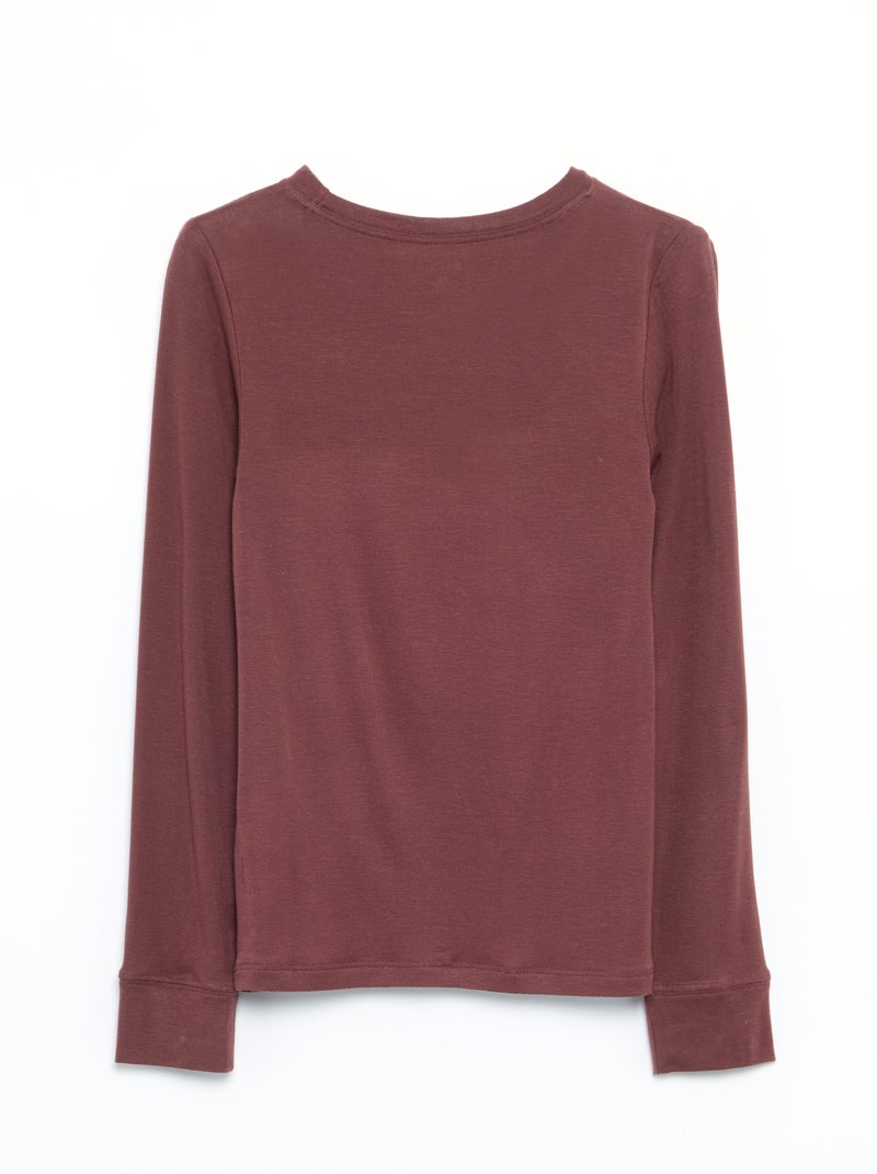 Camiseta de manga larga de lana mezclada Marron - Kiabi