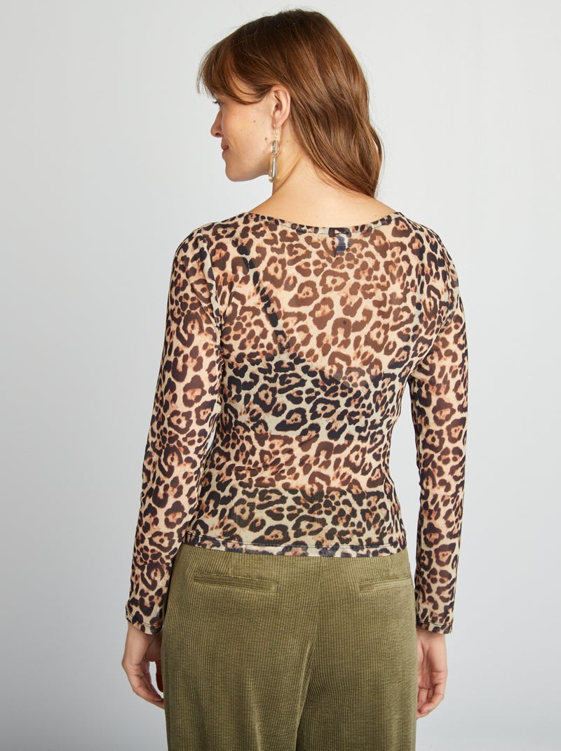 Camiseta de manga larga de leopardo MARRON - Kiabi