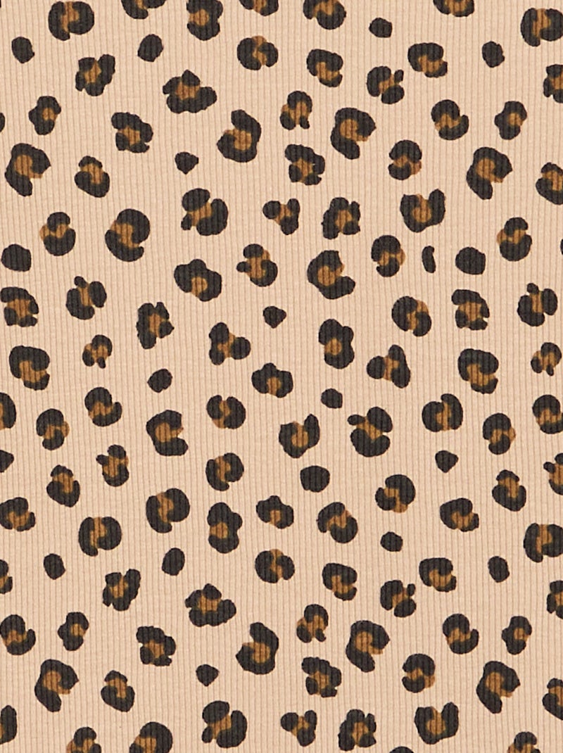 Camiseta de manga larga de punto acanalado Beige - Kiabi