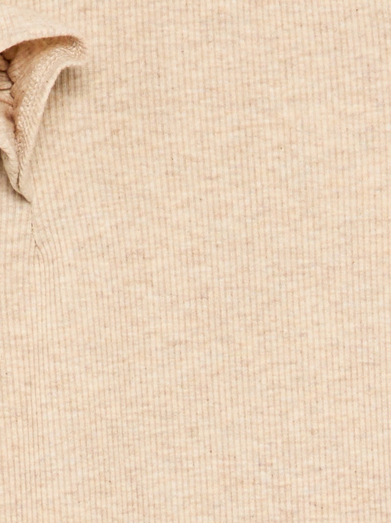Camiseta de manga larga de punto acanalado Beige - Kiabi