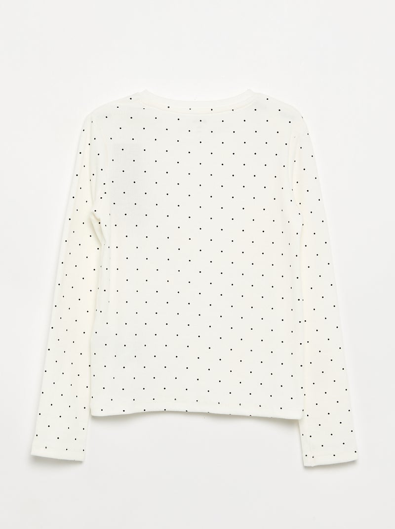 Camiseta de manga larga de punto acanalado Blanco - Kiabi