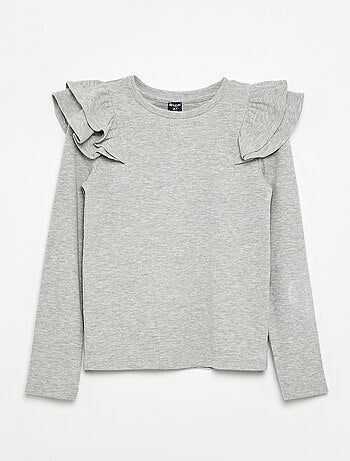 Camiseta de manga larga de punto acanalado