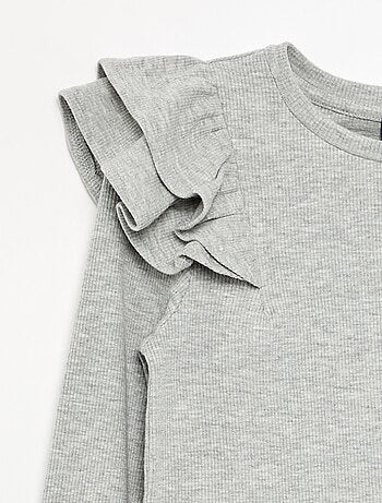 Camiseta de manga larga de punto acanalado