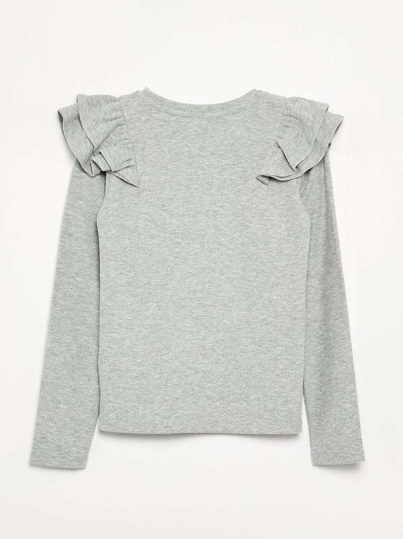 Camiseta de manga larga de punto acanalado Gris - Kiabi