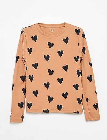 Camiseta de manga larga de punto acanalado
