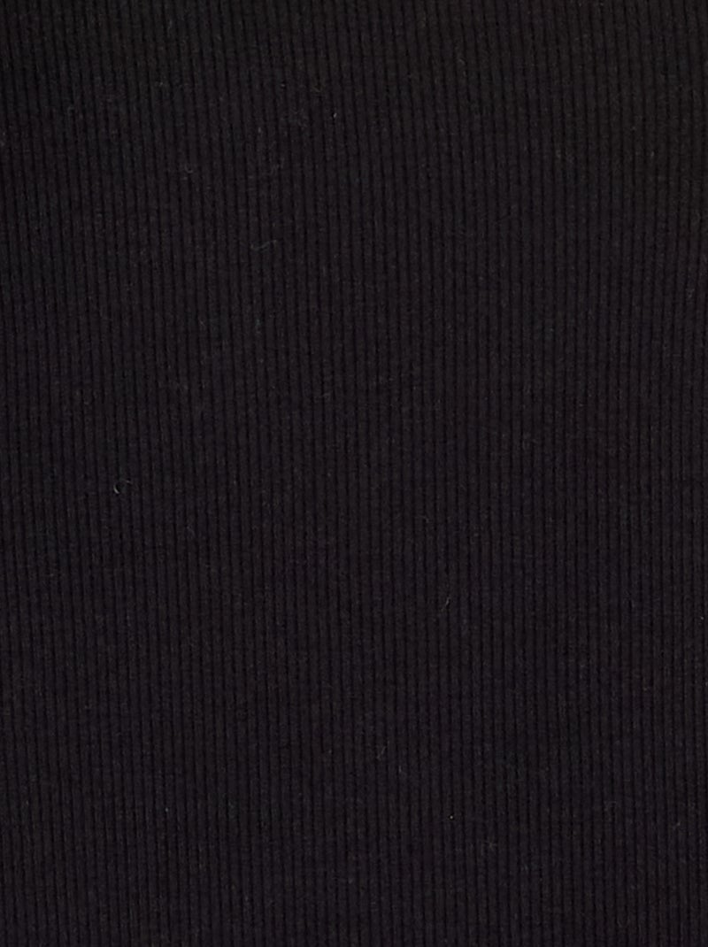 Camiseta de manga larga de punto acanalado Negro - Kiabi