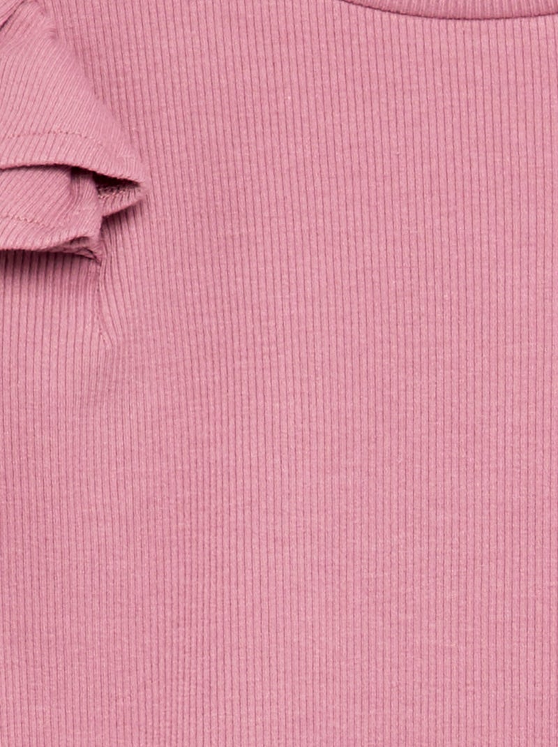 Camiseta de manga larga de punto acanalado Rosa - Kiabi
