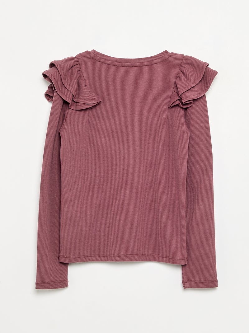 Camiseta de manga larga de punto acanalado Rosa - Kiabi