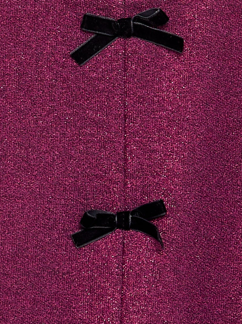 Camiseta de manga larga de punto brillante con lazos Rojo - Kiabi