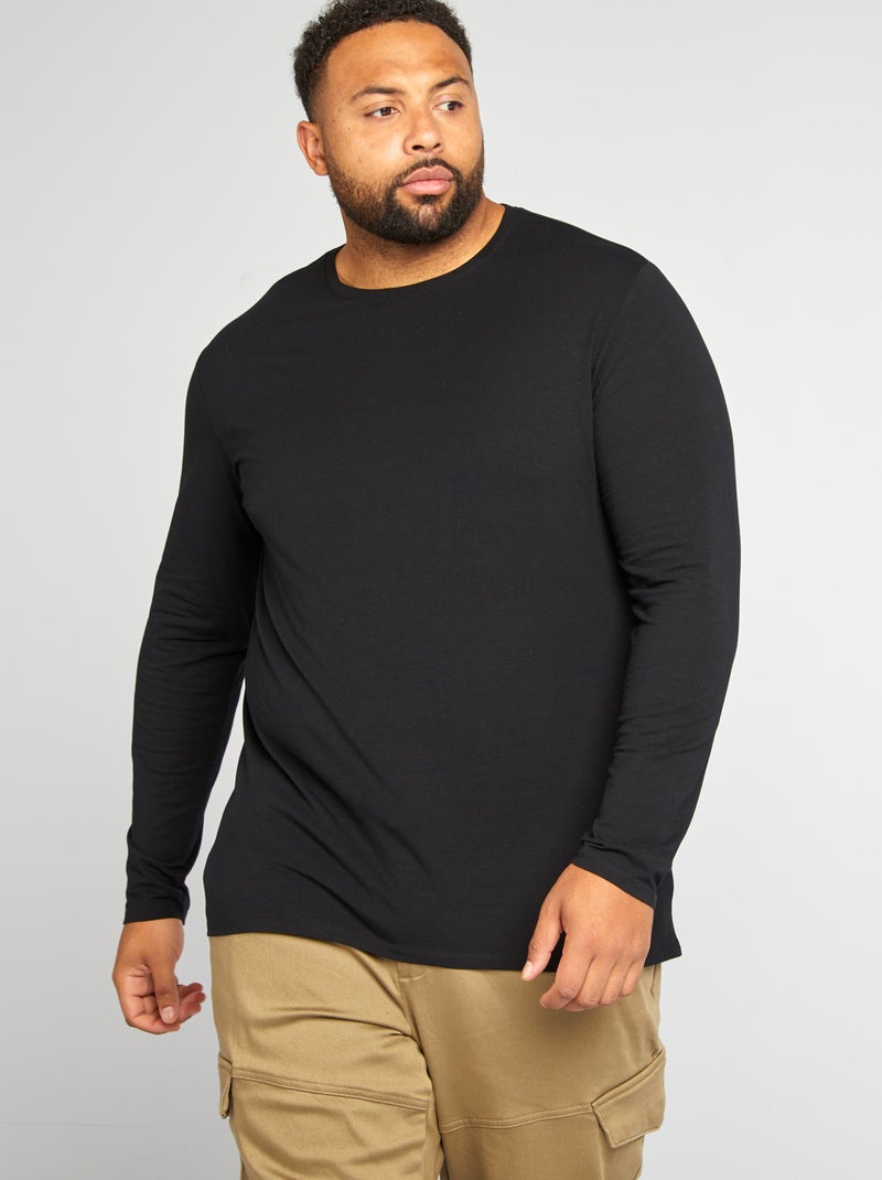 Camiseta de manga larga de punto negro - Kiabi