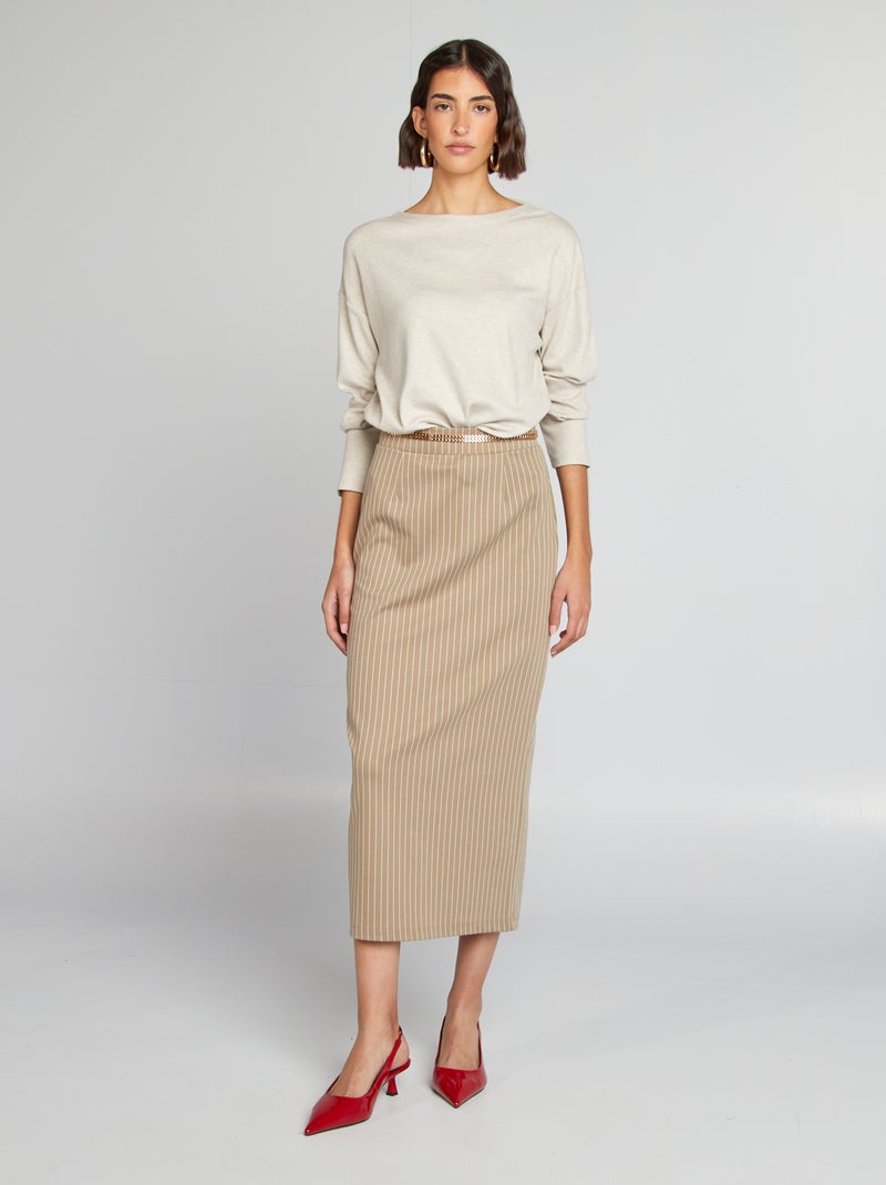 Camiseta de manga larga de punto suave BEIGE - Kiabi