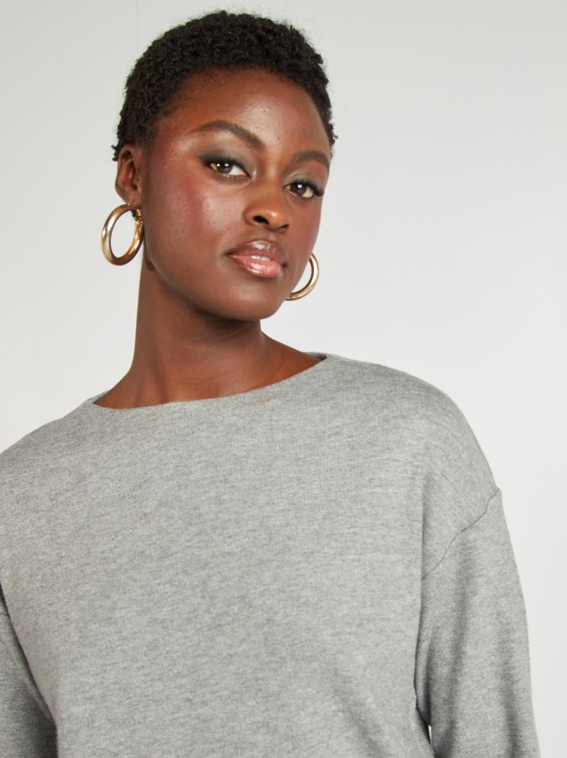 Camiseta de manga larga de punto suave GRIS - Kiabi