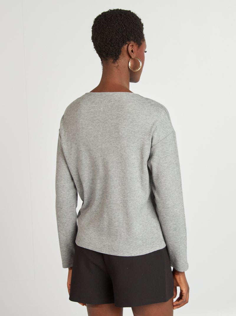 Camiseta de manga larga de punto suave GRIS - Kiabi