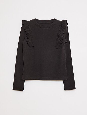 Camiseta de manga larga de tejido de canalé