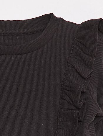 Camiseta de manga larga de tejido de canalé