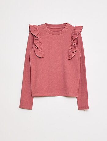 Camiseta de manga larga de tejido de canalé