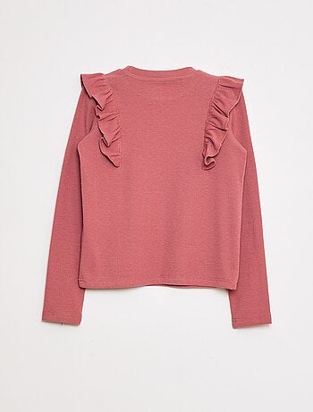 Camiseta de manga larga de tejido de canalé