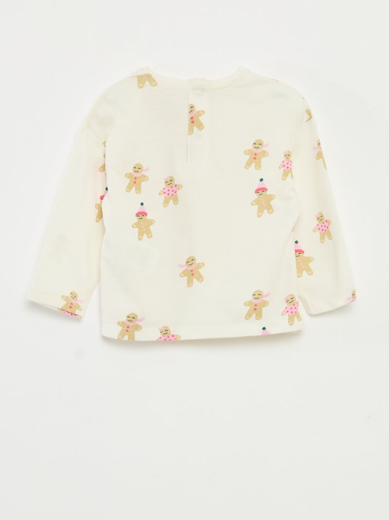 Camiseta de manga larga en punto de algodón Blanco - Kiabi