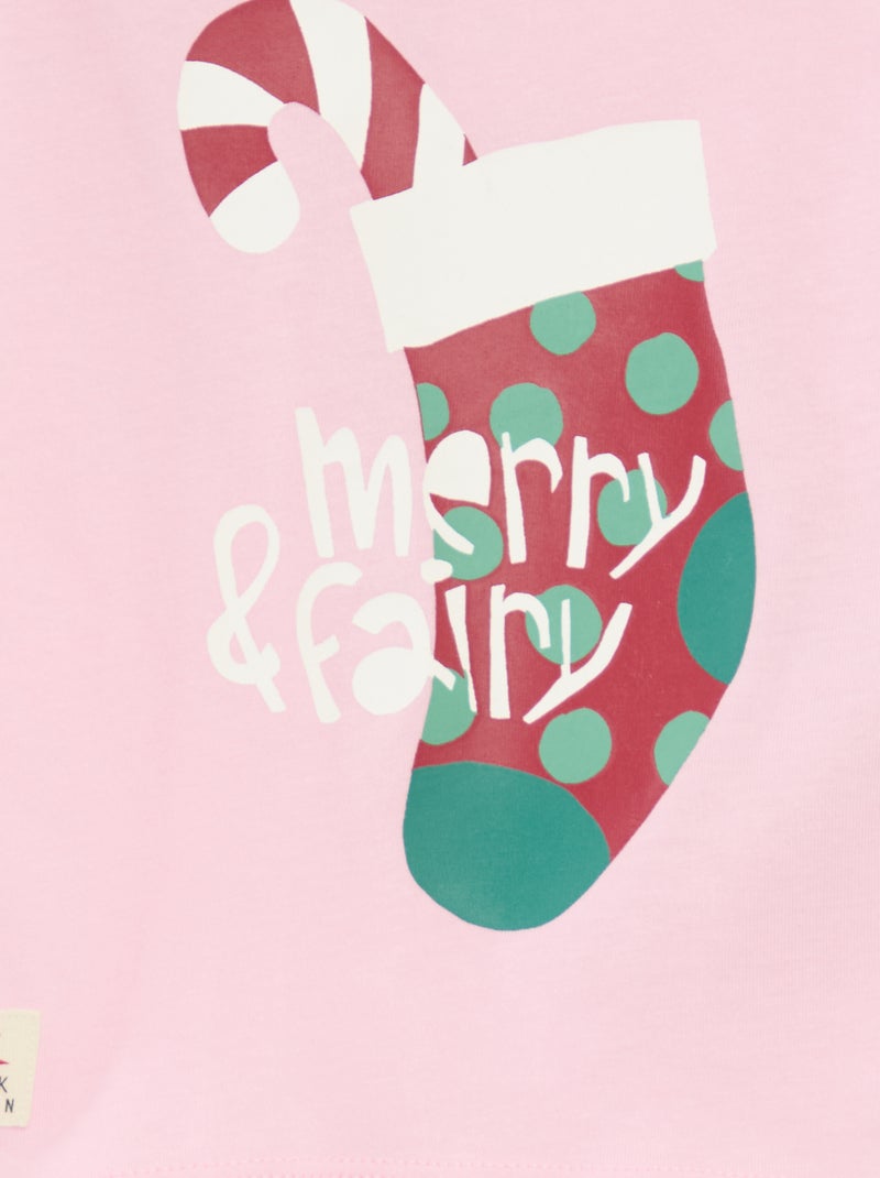 Camiseta de manga larga en punto de algodón Rosa - Kiabi