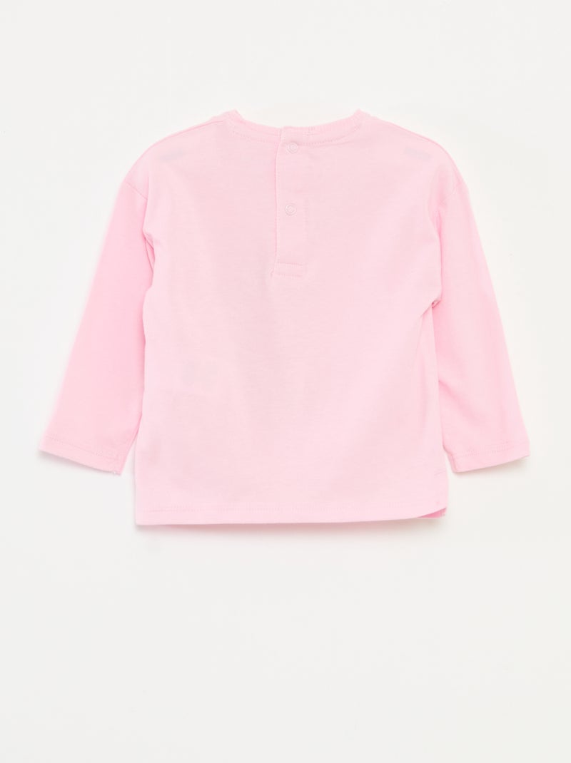 Camiseta de manga larga en punto de algodón Rosa - Kiabi