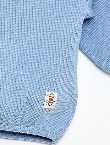 Camiseta de manga larga en punto gofrado