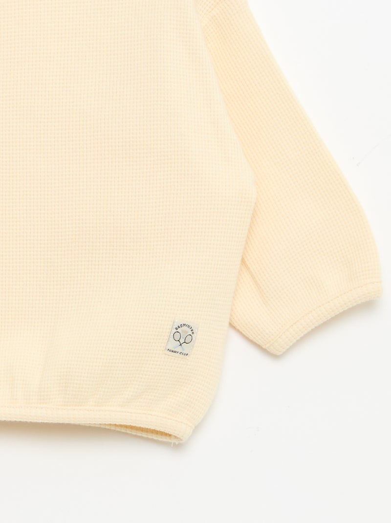 Camiseta de manga larga en punto gofrado Beige - Kiabi