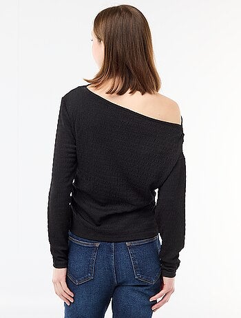 Camiseta de manga larga en punto gofrado