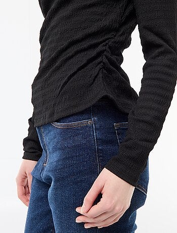 Camiseta de manga larga en punto gofrado