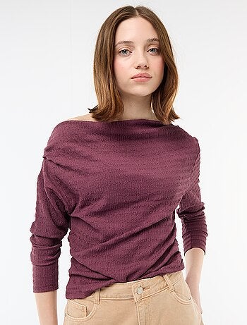 Camiseta de manga larga en punto gofrado