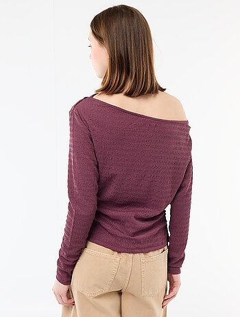 Camiseta de manga larga en punto gofrado