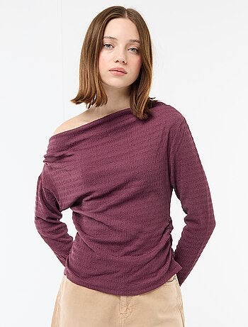 Camiseta de manga larga en punto gofrado