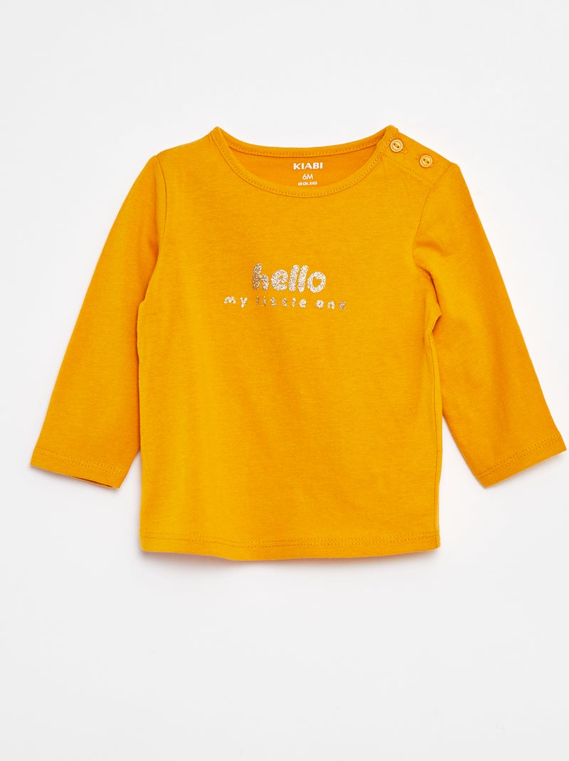 Camiseta de manga larga estampada Amarillo - Kiabi